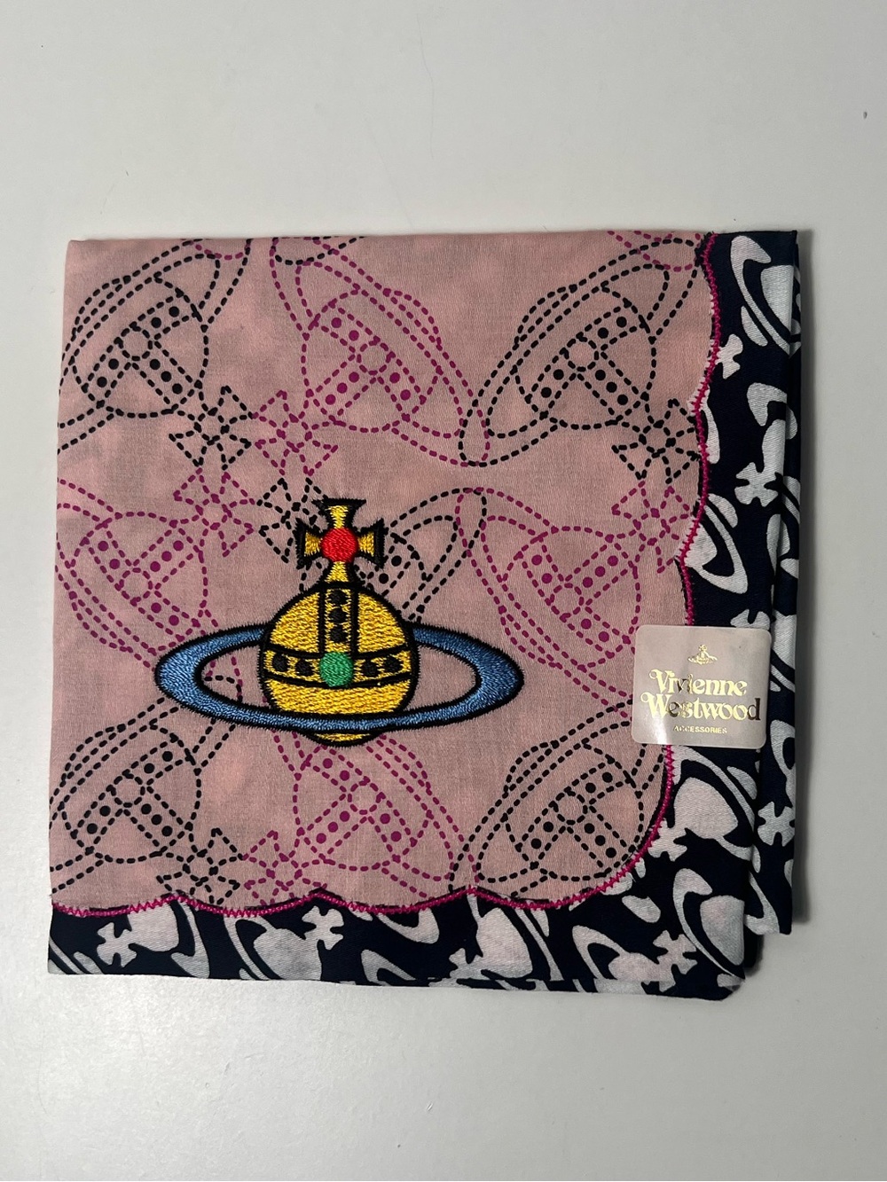 Vivienne Westwood Embroidered Orb Y2K Cotton Bandana Handkerchief Scarf - Picture 4 of 9